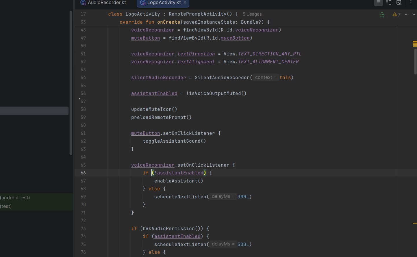 Android robot-control screen